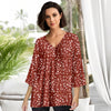 Three Quarter Sleeve V-Neck Tunic - Floral