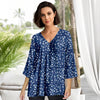Three Quarter Sleeve V-Neck Tunic - Floral
