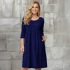 Three Quarter Sleeve Empire Dress with Pockets