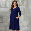 Three Quarter Sleeve Empire Dress with Pockets
