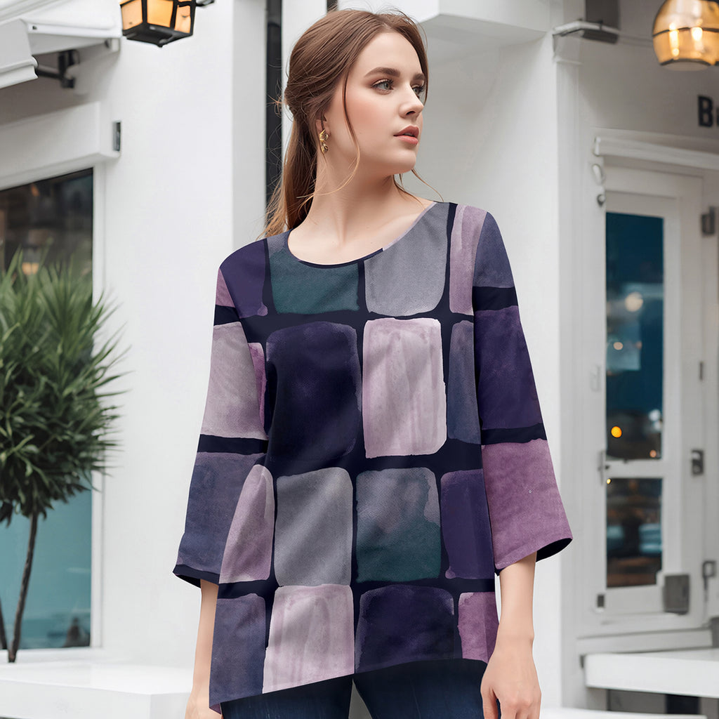 Three Quarter Sleeve Tunic - Geometric