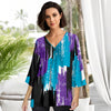 Three Quarter Sleeve V-Neck Tunic - Abstract