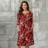 Three Quarter Sleeve Empire Dress with Pockets - Floral