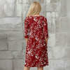 Three Quarter Sleeve Empire Dress with Pockets - Floral