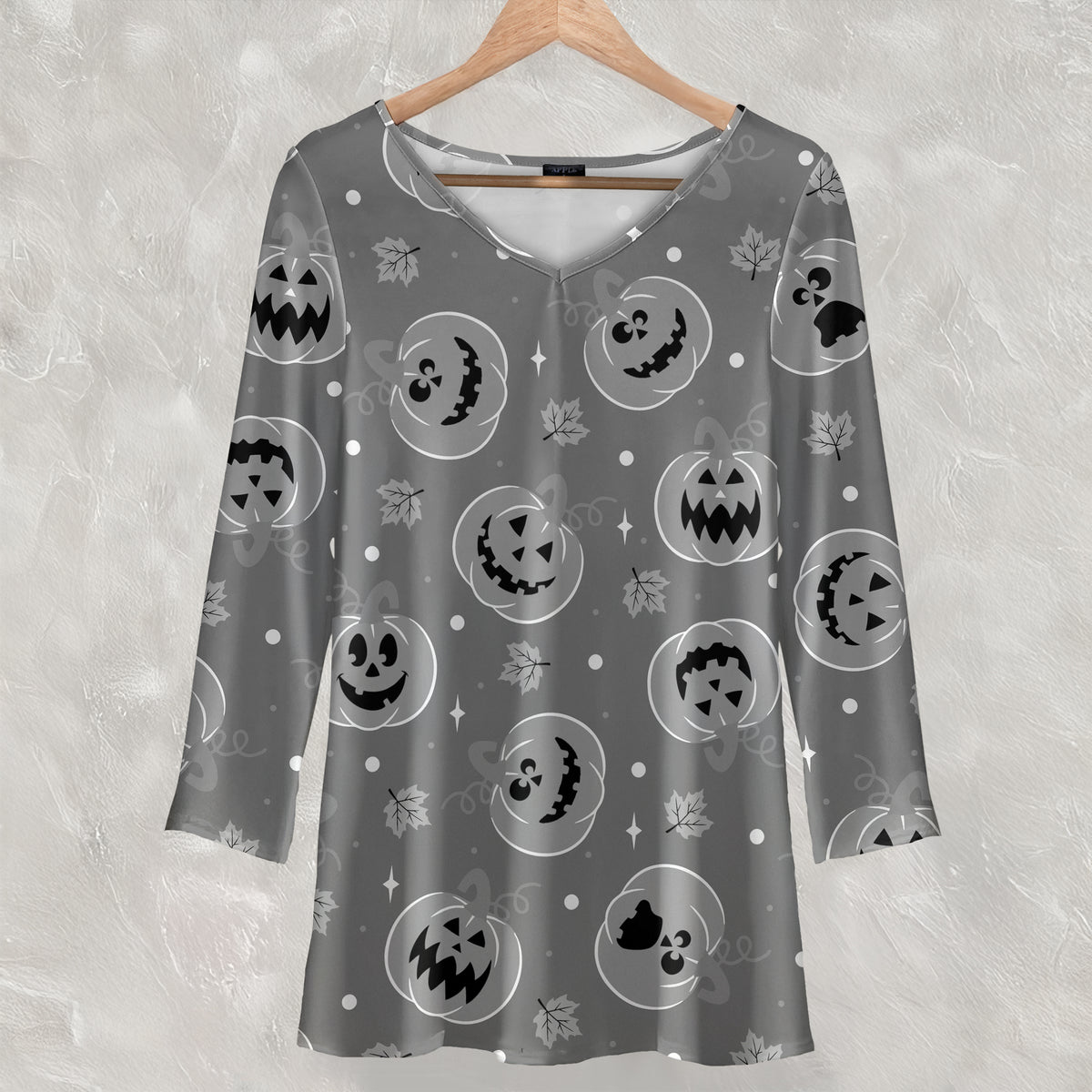Long Sleeve V Neck Tunic - Jack o' Lanterns
