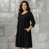 Three Quarter Sleeve Empire Dress with Pockets