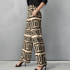 Straight Leg Pants with Pockets - Greek Keys