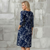 Three Quarter Sleeve Empire Dress with Pockets - Floral