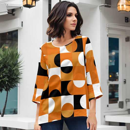Three Quarter Sleeve Tunic - Geometric