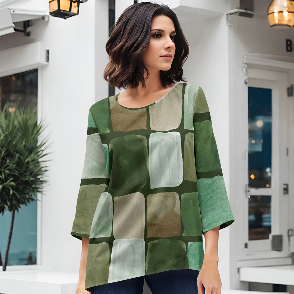 Three Quarter Sleeve Tunic - Geometric