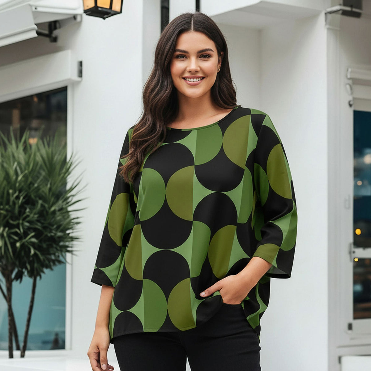 Three Quarter Sleeve Tunic - Abstract