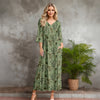 Three Quarter Sleeve V-neck Maxi Dress with Pockets - Floral