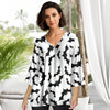 Three Quarter Sleeve V-Neck Tunic - Bats