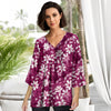 Three Quarter Sleeve V-Neck Tunic - Floral