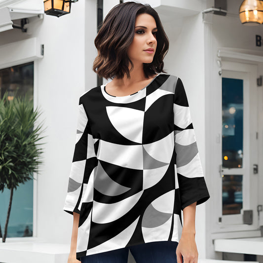 Three Quarter Sleeve Tunic - Geometric