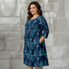Three Quarter Sleeve Empire Dress with Pockets - Floral