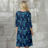 Three Quarter Sleeve Empire Dress with Pockets - Floral