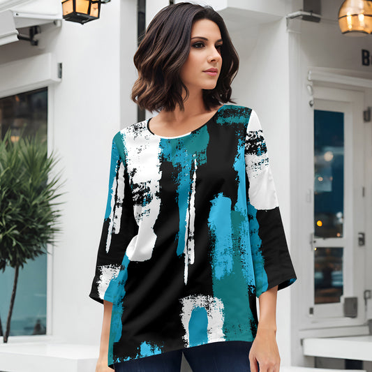 Three Quarter Sleeve Tunic - Abstract