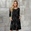 Three Quarter Sleeve Empire Dress with Pockets - Floral