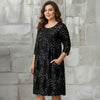 Three Quarter Sleeve Empire Dress with Pockets - Floral