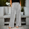 Wide Leg Pants with Pockets - Stripe