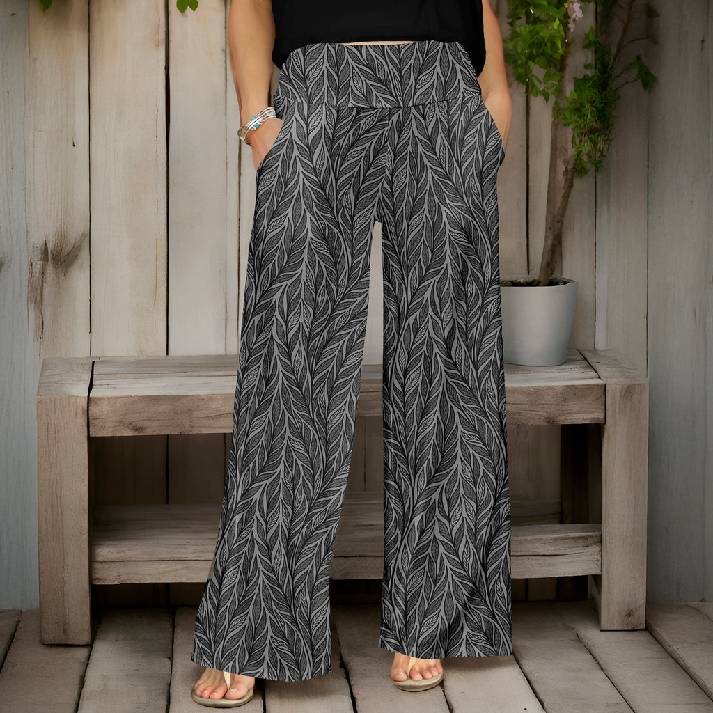 Wide Leg Pants with Pockets - Floral
