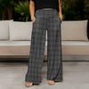 Wide Leg Pants with Pockets - Plaid