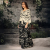 2 Piece Set - Front Tie Three Quarter Sleeve Top and Maxi Skirt - Bats