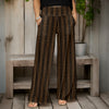 Wide Leg Pants with Pockets - Striped