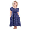 Short Sleeve Swing Dress with Pockets - Leaves