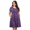 Short Sleeve Swing Dress with Pockets - Leaves