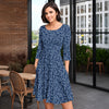 Three-Quarter Sleeve Dress with Pockets - Floral