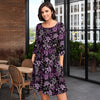 Three-Quarter Sleeve Dress with Pockets - Floral