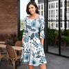 Three-Quarter Sleeve Dress with Pockets - Floral