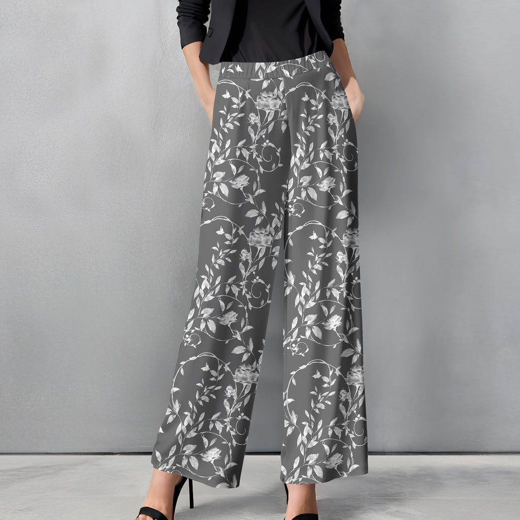 Straight Leg Pants with Pockets - Floral