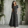 Short Sleeve Fit and Flare Maxi Dress with Pockets - Floral