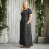 Short Sleeve Fit and Flare Maxi Dress with Pockets - Floral