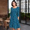 Three-Quarter Sleeve Dress with Pockets - Floral