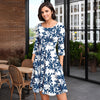 Three-Quarter Sleeve Dress with Pockets - Floral
