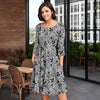 Three-Quarter Sleeve Dress with Pockets - Floral
