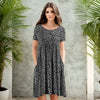 Short Sleeve Swing Dress with Pockets - Floral