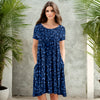 Short Sleeve Swing Dress with Pockets - Floral