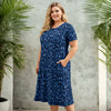 Short Sleeve Swing Dress with Pockets - Floral