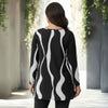 Long Sleeve Round Neck Tunic - Abstract Lines