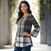 Long Sleeve Round Neck Tunic - Plaid