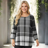 Long Sleeve Round Neck Tunic - Plaid