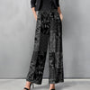 Straight Leg Pants with Pockets - Floral Patchwork