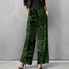 Straight Leg Pants with Pockets - Floral Patchwork