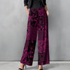 Straight Leg Pants with Pockets - Floral Patchwork
