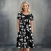 Short Sleeve Swing Dress with Pockets - Floral
